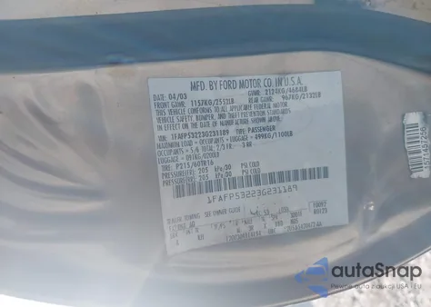 2003 Ford Taurus Se из США, поврежденный, VIN 1FAFP53223G231189